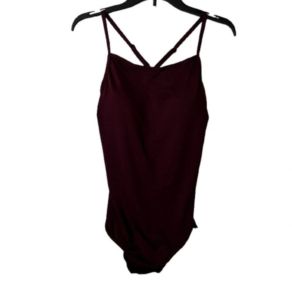 Women's Swimsuit Sz 38 NWT Large Racerback One-Piece‎ Burgundy
